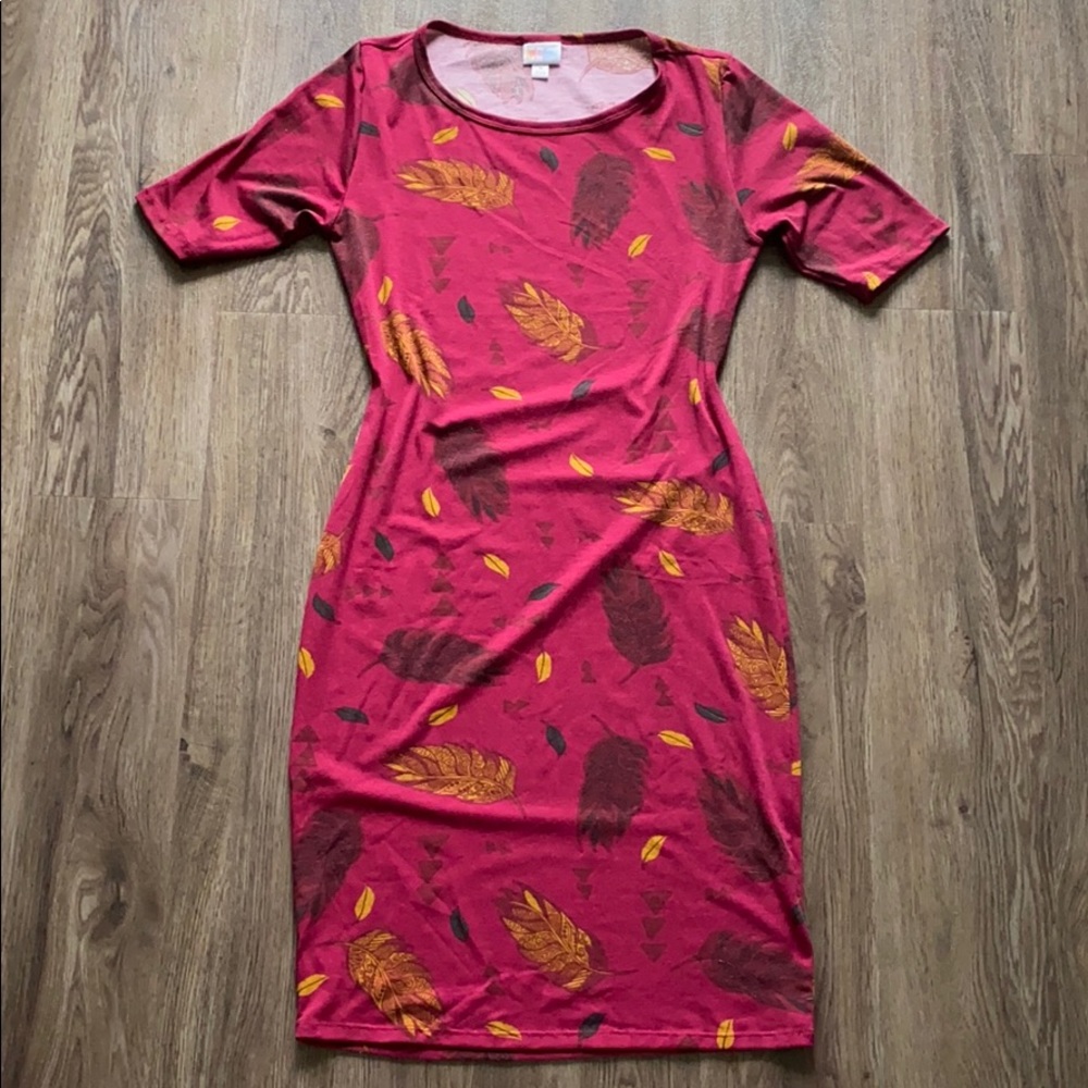 LuLaRoe Fall Leaf Print Julia Pencil Dress